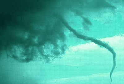 tornado and dna helix with woman hair blowing