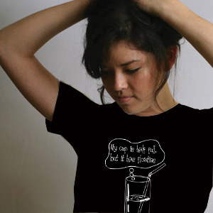 model wearing cup shirt