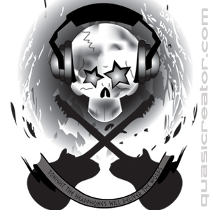 tshirt skull wearing headphones